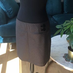 Brown mini skirt with button on side